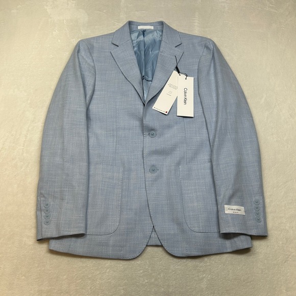 Calvin Klein Slim Fit Sport Coat Mens 38R 38 Light Blue Modern Fit Stretch $295 - Picture 2 of 12
